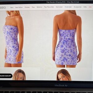 Peppermayo Strapless Floral Dress - Lavender